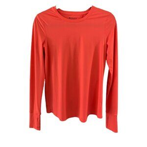 Athleta Sunlover UPF Tulip Back Long Sleeve Workout Top Size XS Coral Rash Guard